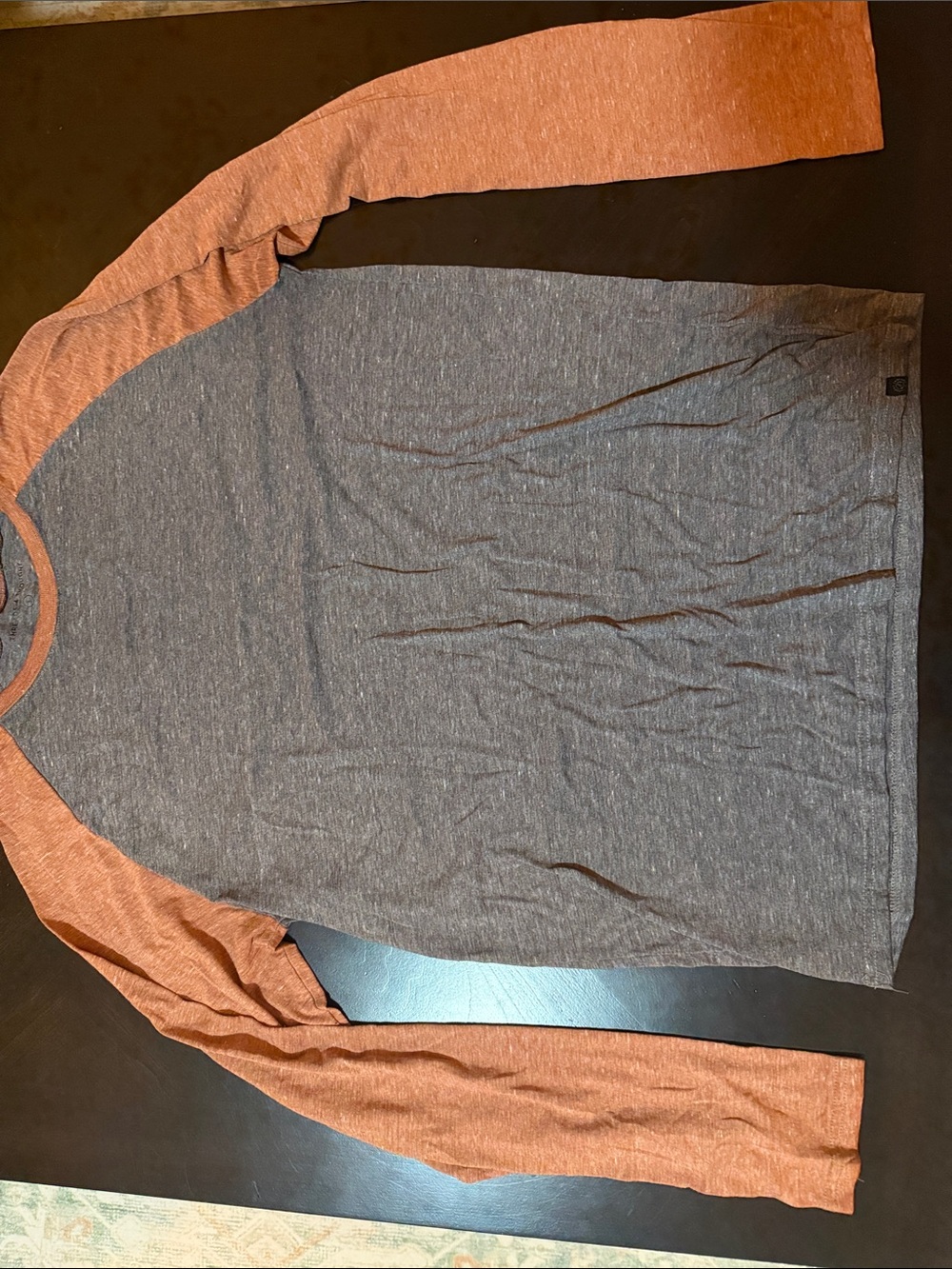 Men's Two-Tone Long Sleeve Raglan Shirt - Gray & Rust